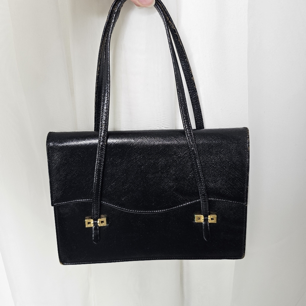 Vintage Gherardini Firenze Top Handle Handbag Black Leather